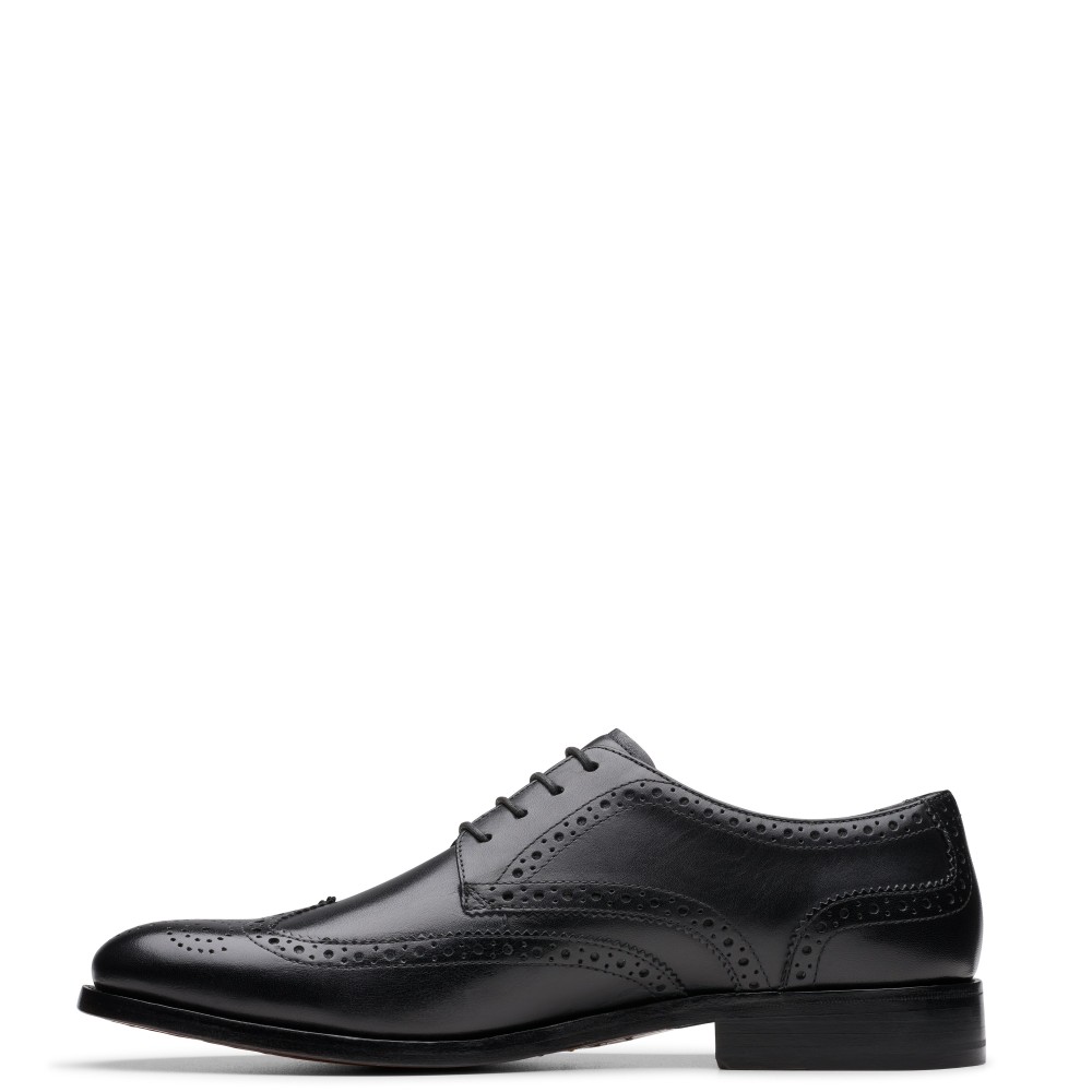 CLARKS</br>Ανδρικά Δετά Παπούτσια Oxford Μαύρο Δέρμα CRAFT JAMES TIP Clarks CLARKS</br>Ανδρικά Δετά Παπούτσια Oxford Μαύρο Δέρμα CRAFT JAMES TIP Clarks