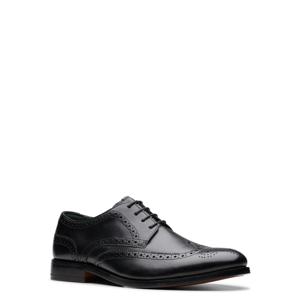 CLARKS</br>Ανδρικά Δετά Παπούτσια Oxford Μαύρο Δέρμα CRAFT JAMES TIP Clarks CLARKS</br>Ανδρικά Δετά Παπούτσια Oxford Μαύρο Δέρμα CRAFT JAMES TIP Clarks