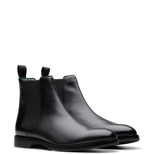 Ανδρικά Μποτάκια Μαύρο Δέρμα Chelsea CRAFT JAMES TΟP Clarks