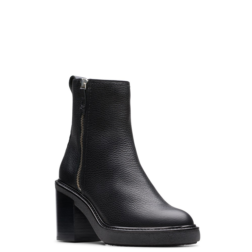CLARKS</br>Γυναικεία Μποτάκια Μαύρο Δέρμα CASSIANO ZIP Clarks CLARKS</br>Γυναικεία Μποτάκια Μαύρο Δέρμα CASSIANO ZIP Clarks