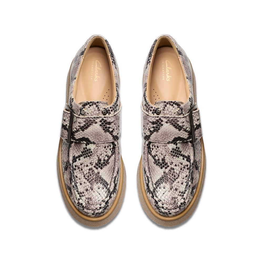 CLARKS</br>Γυναικεία Μοκασίνια Γκρι Snake Δέρμα LINOSO MONK Clarks CLARKS</br>Γυναικεία Μοκασίνια Γκρι Snake Δέρμα LINOSO MONK Clarks