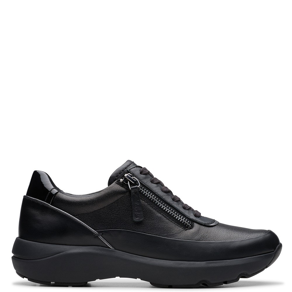 CLARKS</br>Γυναικεία Sneakers Μαύρο Δέρμα TIVOLI ZIP Clarks CLARKS</br>Γυναικεία Sneakers Μαύρο Δέρμα TIVOLI ZIP Clarks