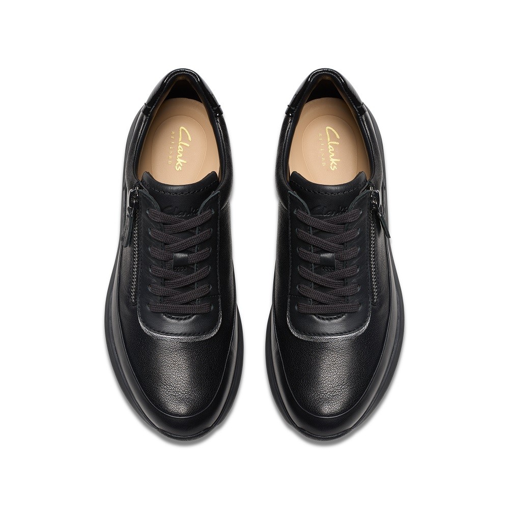 CLARKS</br>Γυναικεία Sneakers Μαύρο Δέρμα TIVOLI ZIP Clarks CLARKS</br>Γυναικεία Sneakers Μαύρο Δέρμα TIVOLI ZIP Clarks