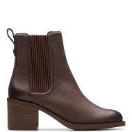 Clarks CHAMBERLY TOP Γυναικεία Μποτάκια Καφέ Δέρμα  