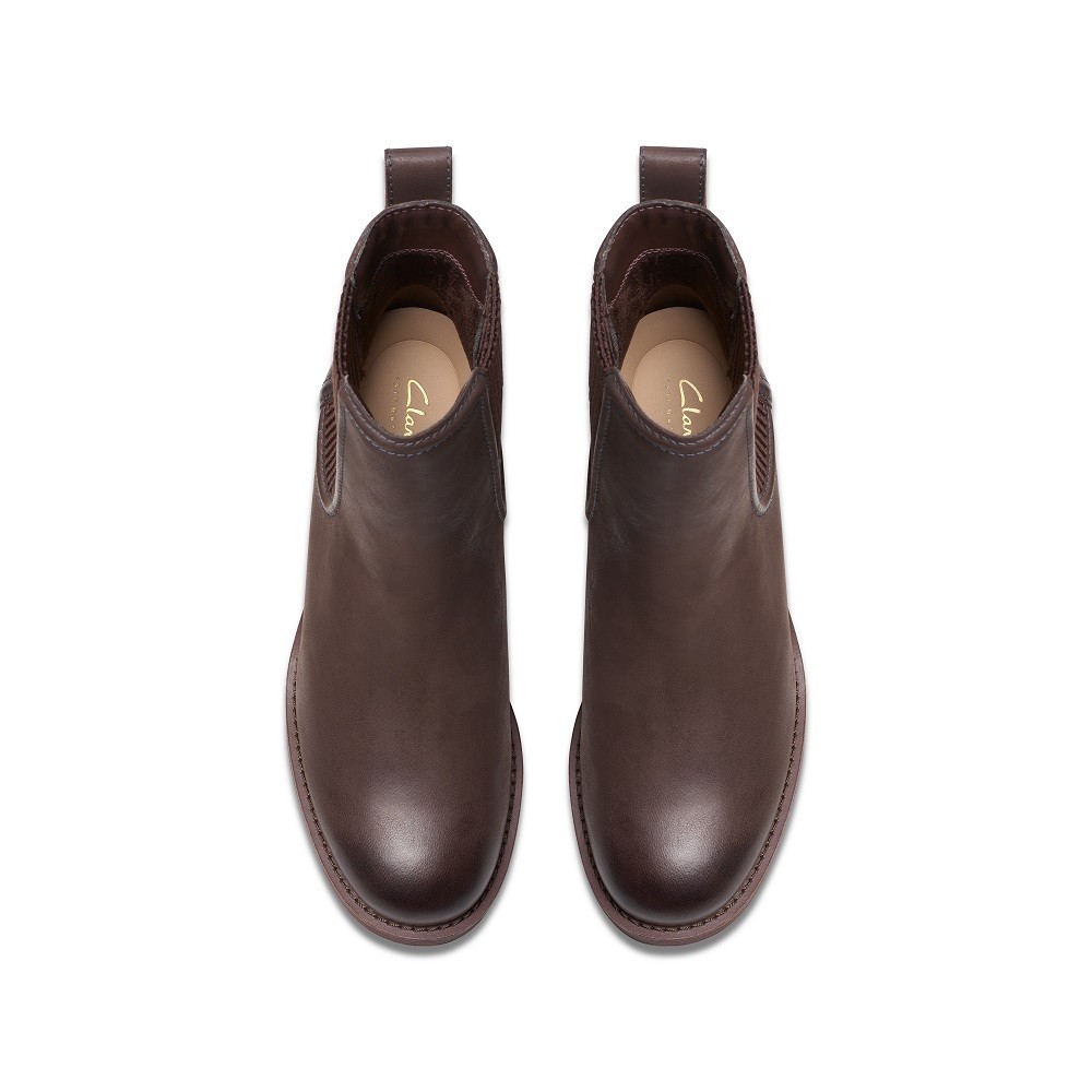 CLARKS</br>Γυναικεία Μποτάκια Καφέ Δέρμα CHAMBERLY TOP Clarks CLARKS</br>Γυναικεία Μποτάκια Καφέ Δέρμα CHAMBERLY TOP Clarks