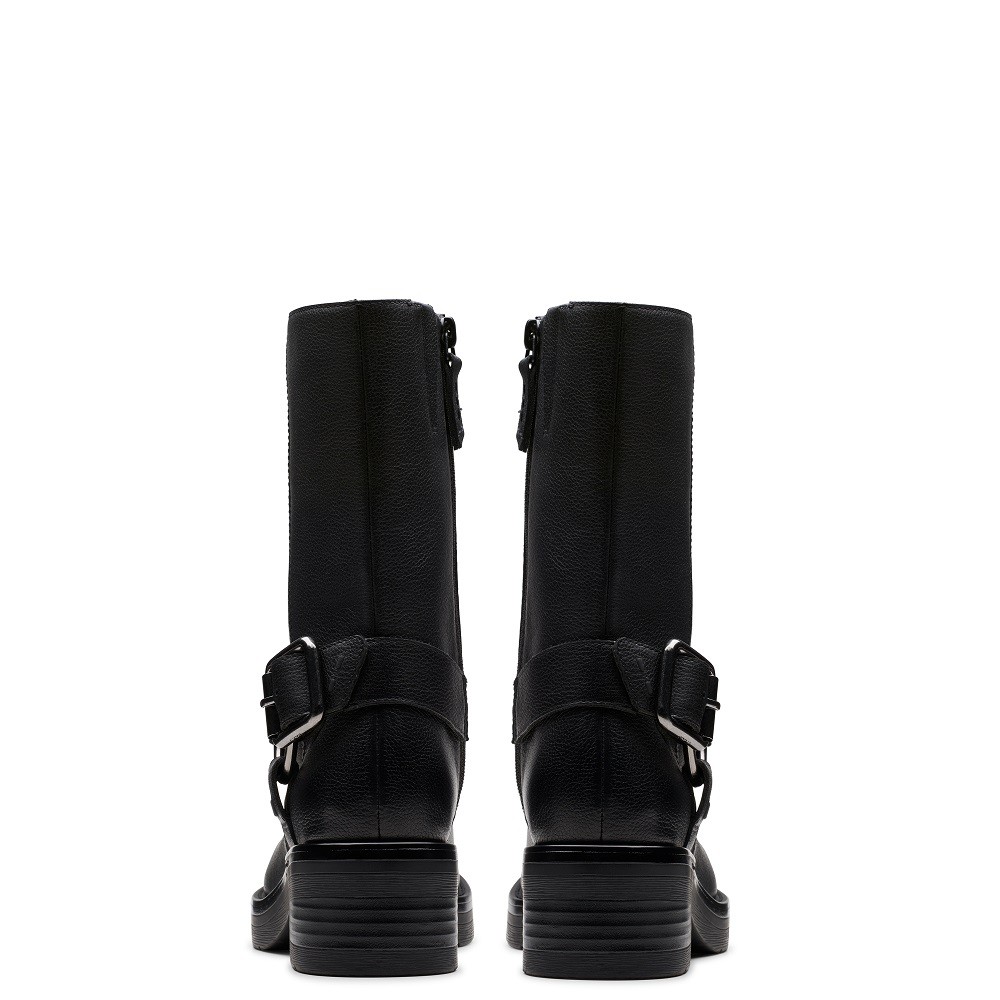 CLARKS</br>Γυναικείες Μπότες Μαύρο Δέρμα REBELLE UP Clarks