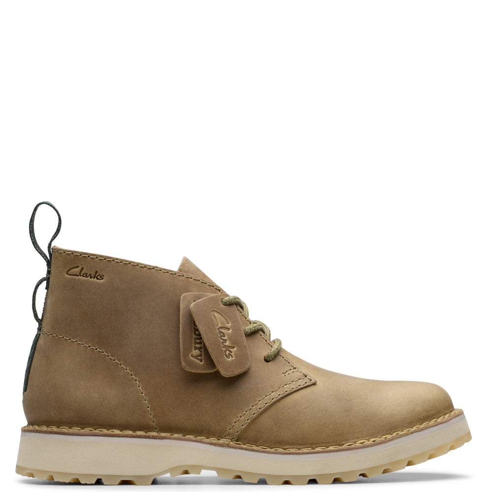 CLARKS</br>Ανδρικά Μποτάκια Μπεζ Δέρμα SOLSBURY DB Clarks