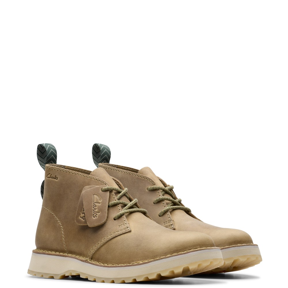 CLARKS</br>Ανδρικά Μποτάκια Μπεζ Δέρμα SOLSBURY DB Clarks