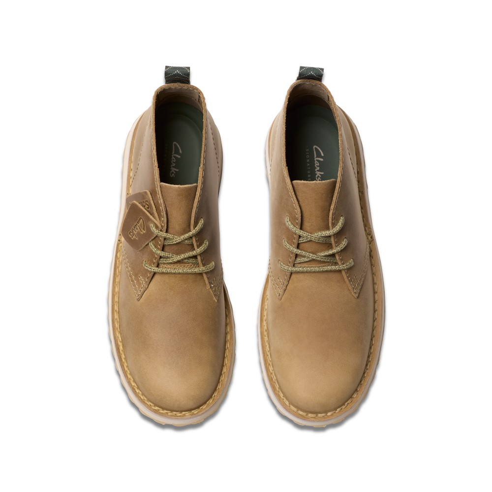 CLARKS</br>Ανδρικά Μποτάκια Μπεζ Δέρμα SOLSBURY DB Clarks