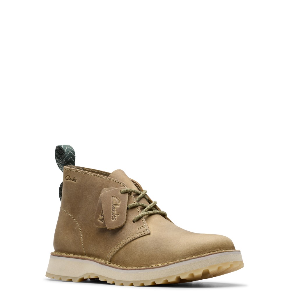 CLARKS</br>Ανδρικά Μποτάκια Μπεζ Δέρμα SOLSBURY DB Clarks