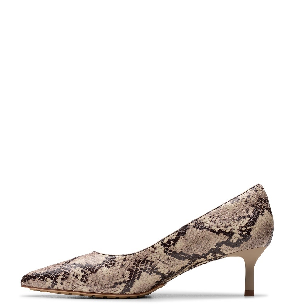 CLARKS</br>Γυναικείες Γόβες Γκρι Snake Δέρμα ADELA COURT Clarks CLARKS</br>Γυναικείες Γόβες Γκρι Snake Δέρμα ADELA COURT Clarks
