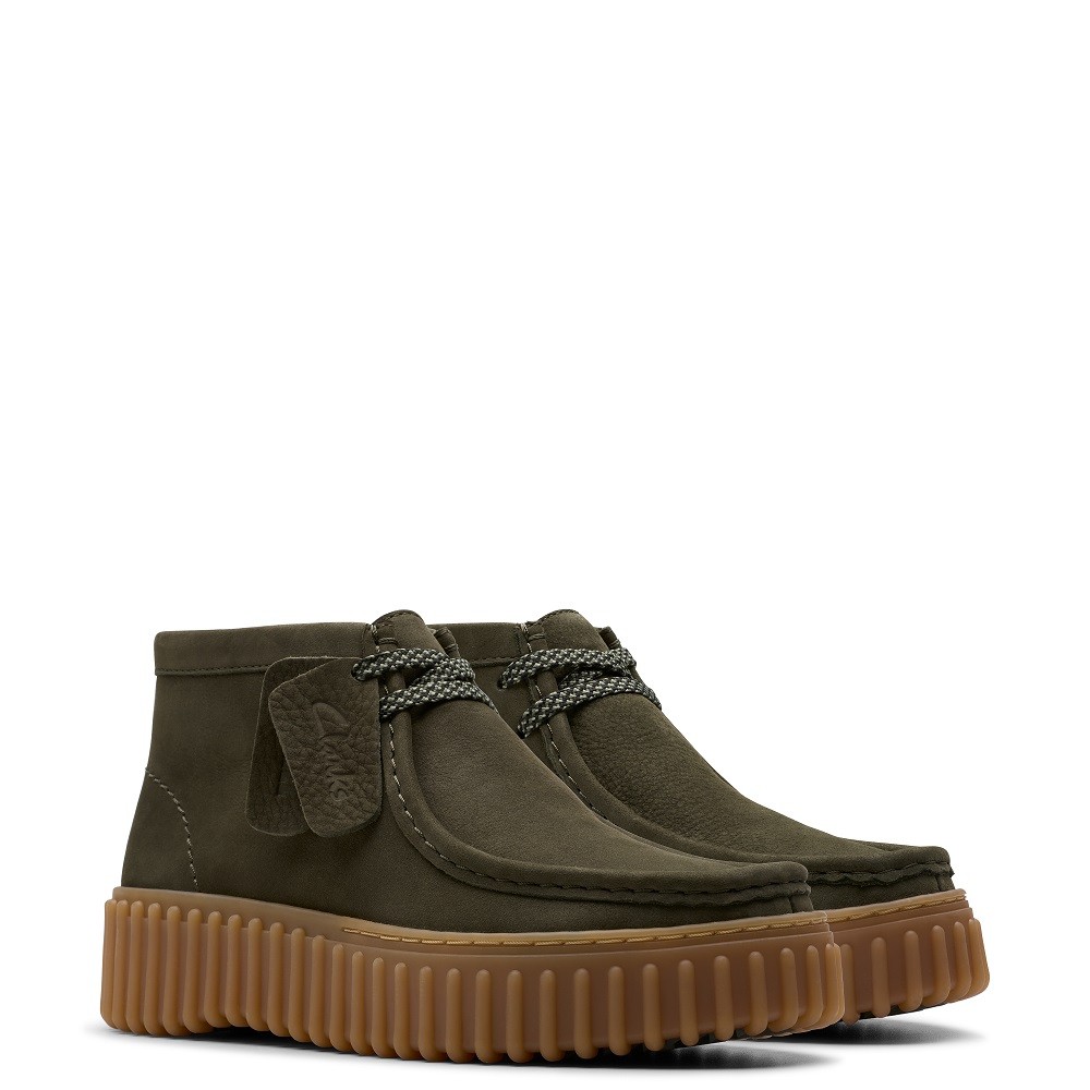CLARKS</br>Γυναικεία Μποτάκια Χακί Nubuck TORHILL MOSS Clarks