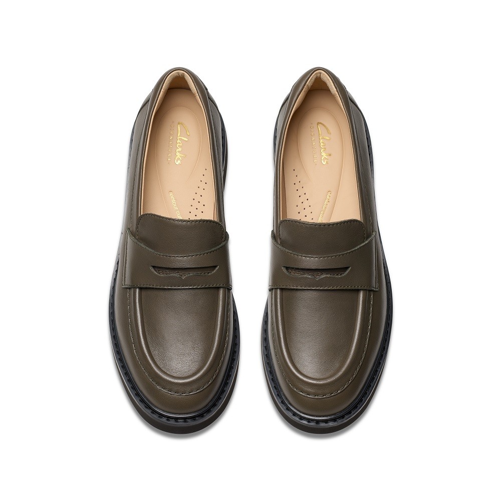 CLARKS</br>Γυναικεία Loafers Χακί Δέρμα SPLEND EDGE Clarks CLARKS</br>Γυναικεία Loafers Χακί Δέρμα SPLEND EDGE Clarks