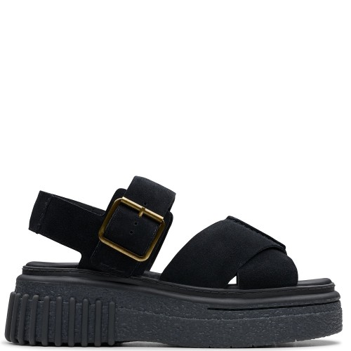 Clarks EVAMAR WISH Γυναικεία Flatform Σανδάλια Μαύρο Suede