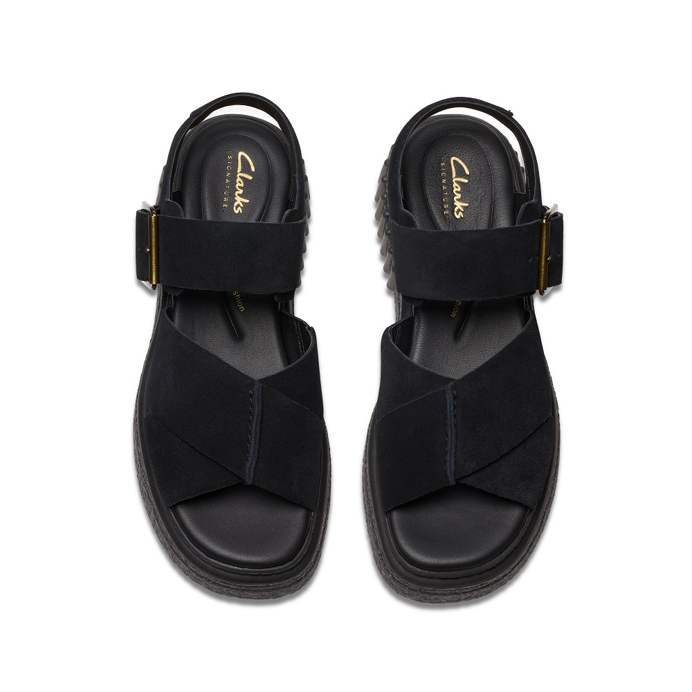 CLARKS</br>Γυναικεία Flatform Σανδάλια Μαύρο Suede EVAMAR WISH Clarks CLARKS</br>Γυναικεία Flatform Σανδάλια Μαύρο Suede EVAMAR WISH Clarks