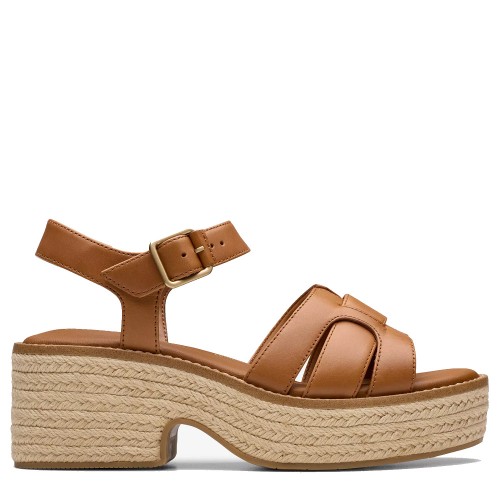 Clarks COLEDALE STRAP Γυναικείες Πλατφόρμες Ταμπά Δέρμα