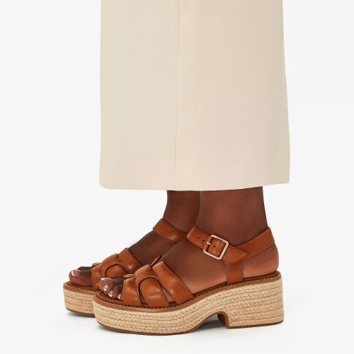 Clarks COLEDALE STRAP Γυναικείες Πλατφόρμες Ταμπά Δέρμα