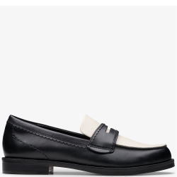 CLARKS</br>Clarks STRAVEN EDGE Γυναικεία Μοκασίνια Μαύρο/Εκρού Δέρμα