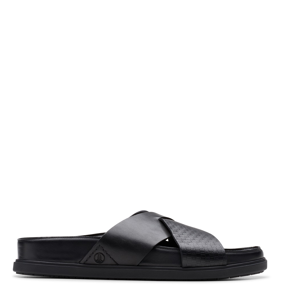 CLARKS</br>Ανδρικές Παντόφλες Μαύρο Δέρμα TORFORD CROSS Clarks CLARKS</br>Ανδρικές Παντόφλες Μαύρο Δέρμα TORFORD CROSS Clarks