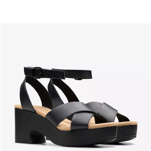 Clarks NERISA PEARL Γυναικείες Πλατφόρμες Μαύρο Δέρμα