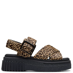Γυναικεία Flatform Σανδάλια Λεοπάρ Πόνυ EVAMAR WISH Clarks