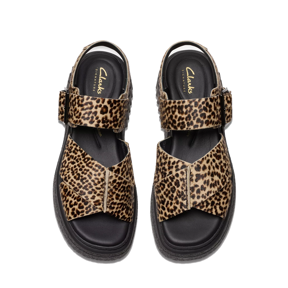 CLARKS</br>Γυναικεία Flatform Σανδάλια Λεοπάρ Πόνυ EVAMAR WISH Clarks CLARKS</br>Γυναικεία Flatform Σανδάλια Λεοπάρ Πόνυ EVAMAR WISH Clarks