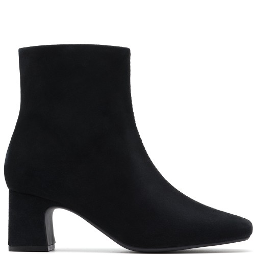 Clarks FERNIE ZIP Γυναικεία Μποτάκια Μαύρο Suede