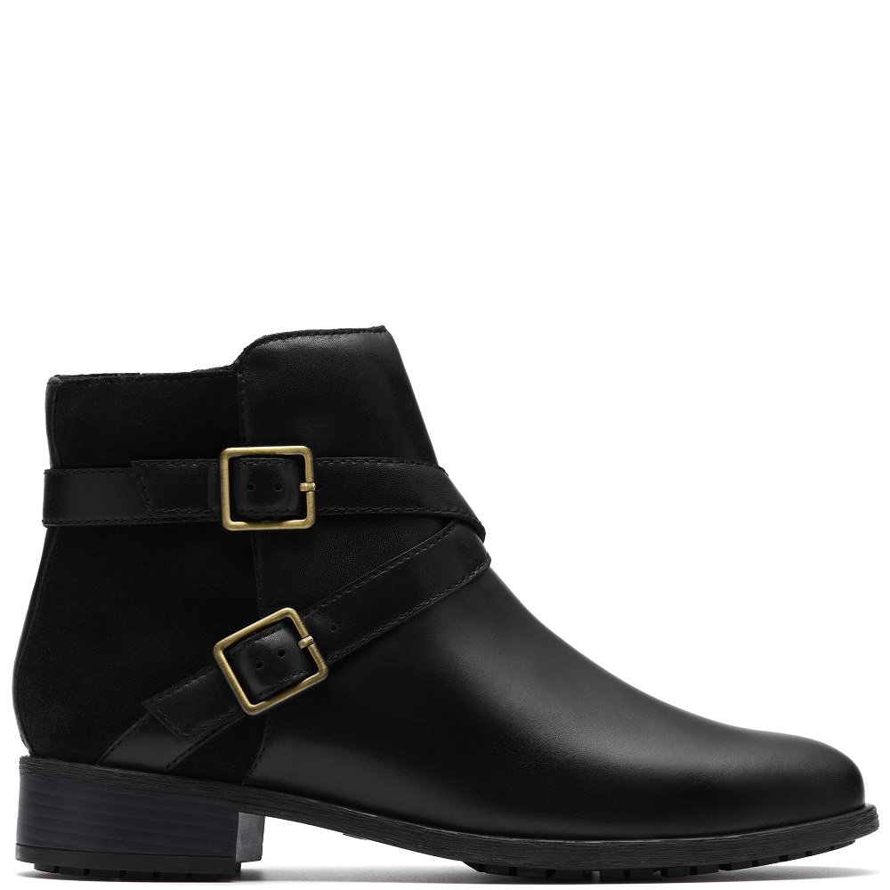 CLARKS</br>Clarks HAVISHAM BAY Γυναικεία Μποτάκια Μαύρο Δέρμα CLARKS</br>Clarks HAVISHAM BAY Γυναικεία Μποτάκια Μαύρο Δέρμα