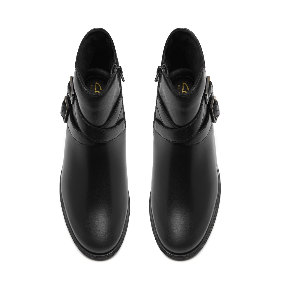 CLARKS</br>Clarks HAVISHAM BAY Γυναικεία Μποτάκια Μαύρο Δέρμα CLARKS</br>Clarks HAVISHAM BAY Γυναικεία Μποτάκια Μαύρο Δέρμα