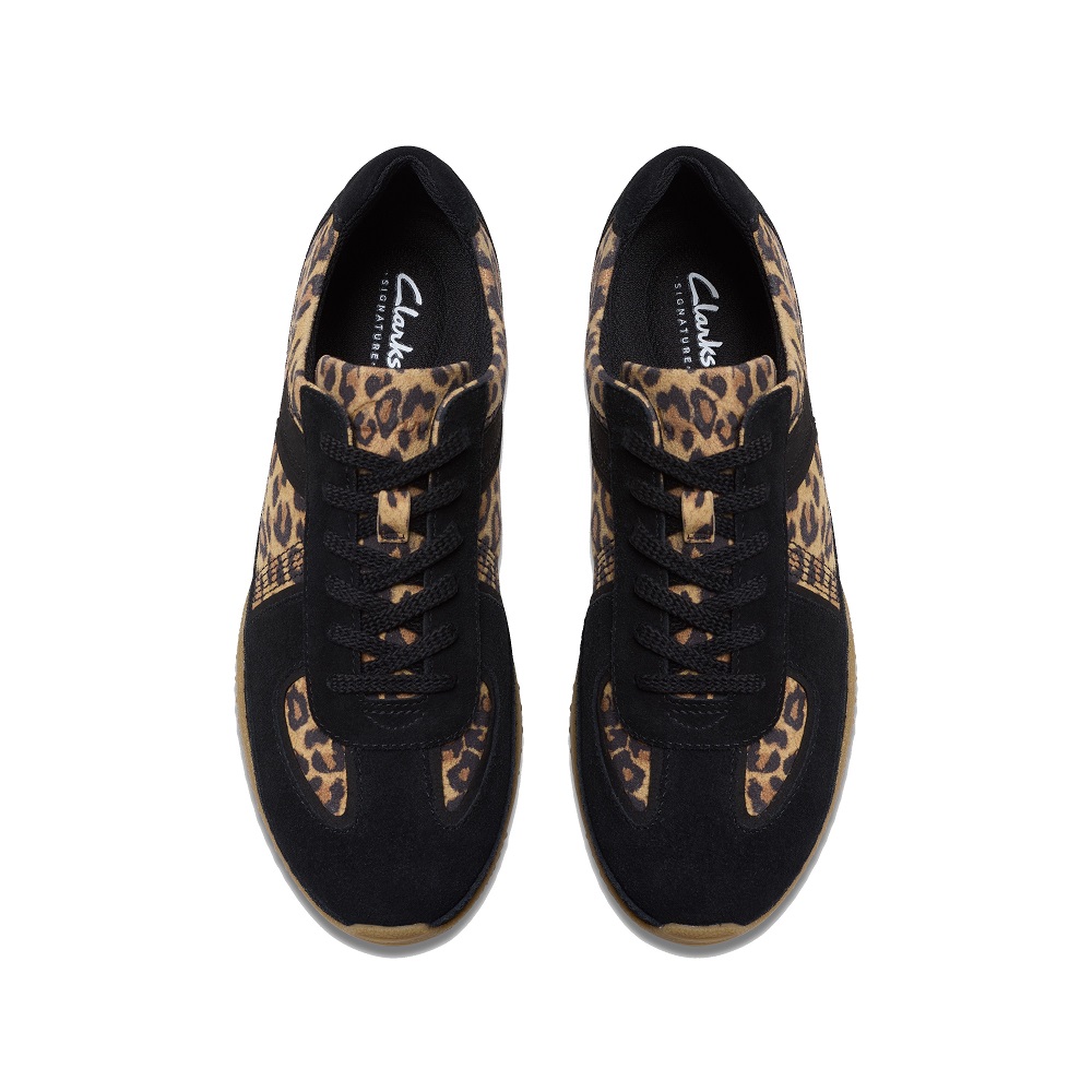 CLARKS</br>Clarks MERIDOR LO Γυναικεία Sneakers Μαύρο Λεοπάρ Suede CLARKS</br>Clarks MERIDOR LO Γυναικεία Sneakers Μαύρο Λεοπάρ Suede
