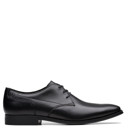 CLARKS</br>Clarks PAULTON LACE Ανδρικά Δετά Παπούτσια Μαύρο Δέρμα