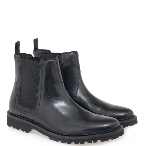Clarks BERWICK EASY Ανδρικά Μποτάκια Chelsea Μαύρο Δέρμα