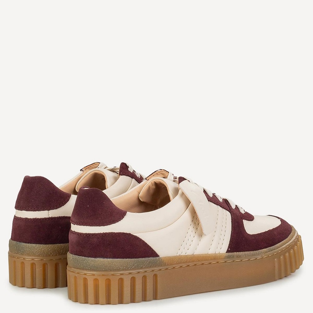 CLARKS</br>Clarks MAYHILL LACE Γυναικεία Sneakers Εκρού/Μπορντό Δέρμα CLARKS</br>Clarks MAYHILL LACE Γυναικεία Sneakers Εκρού/Μπορντό Δέρμα