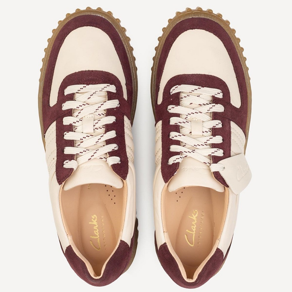CLARKS</br>Clarks MAYHILL LACE Γυναικεία Sneakers Εκρού/Μπορντό Δέρμα CLARKS</br>Clarks MAYHILL LACE Γυναικεία Sneakers Εκρού/Μπορντό Δέρμα