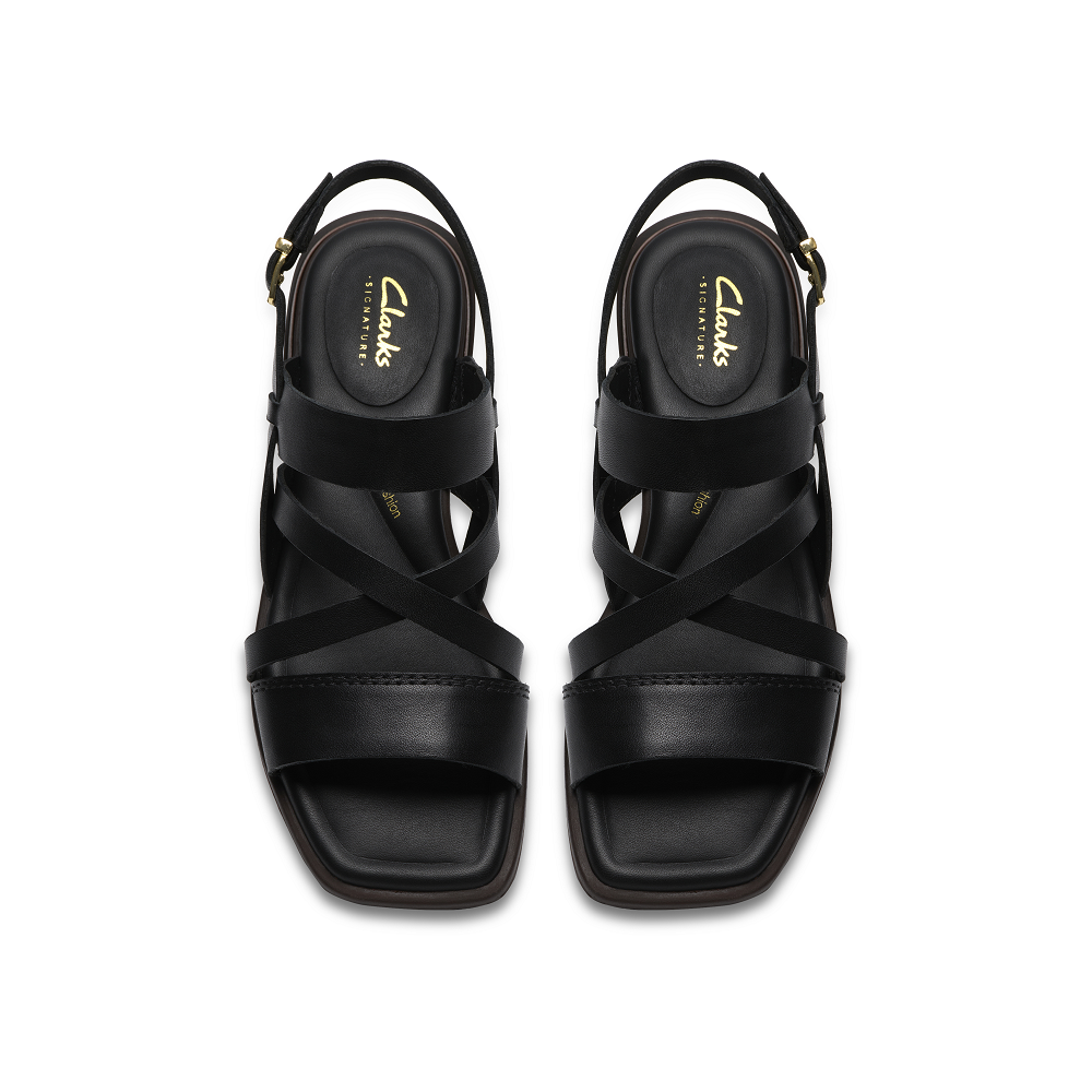 CLARKS</br>Clarks ARIANY STRAP Γυναικεία Σανδάλια Μαύρο Δέρμα