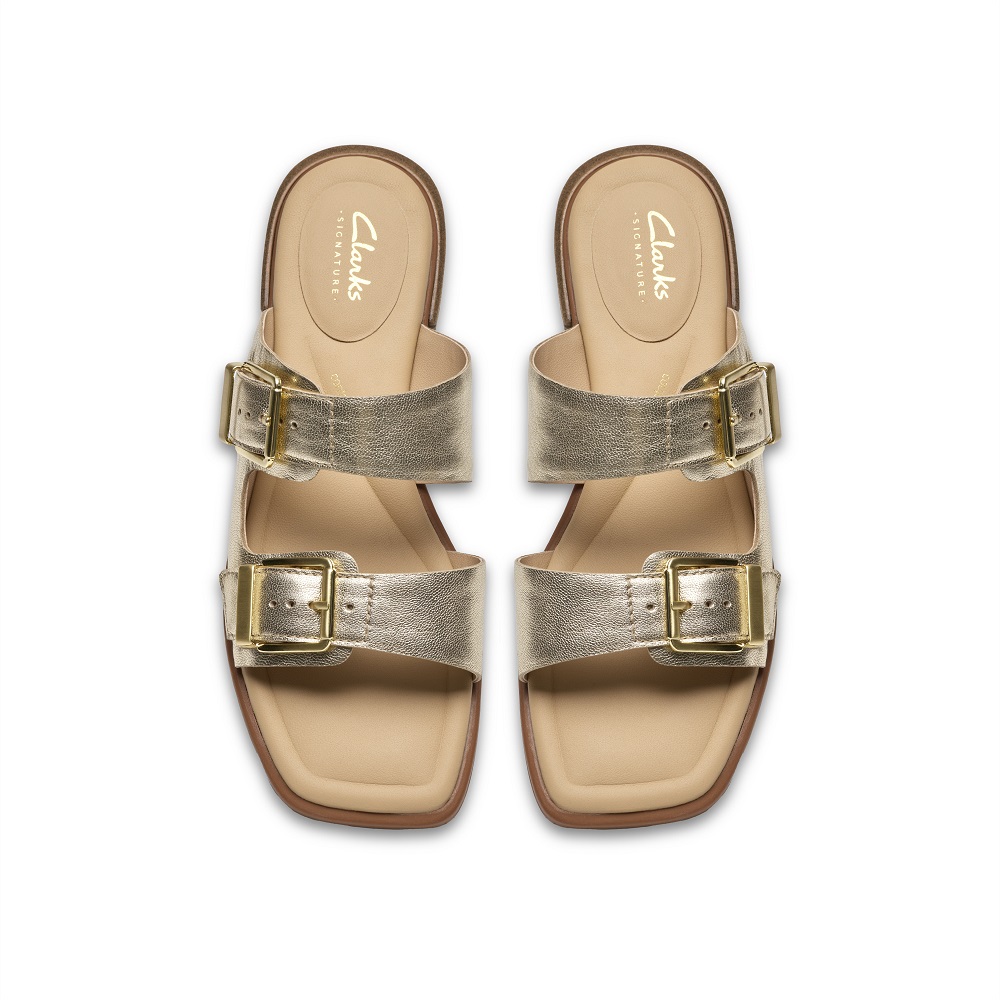 CLARKS</br>Clarks ARIANY BAY Γυναικεία Mules Χρυσό Δέρμα