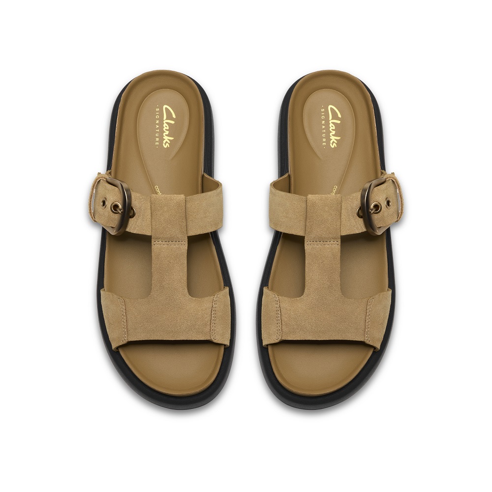 CLARKS</br>Clarks ARISTELLA WEST Γυναικεία Σανδάλια Μπεζ Suede