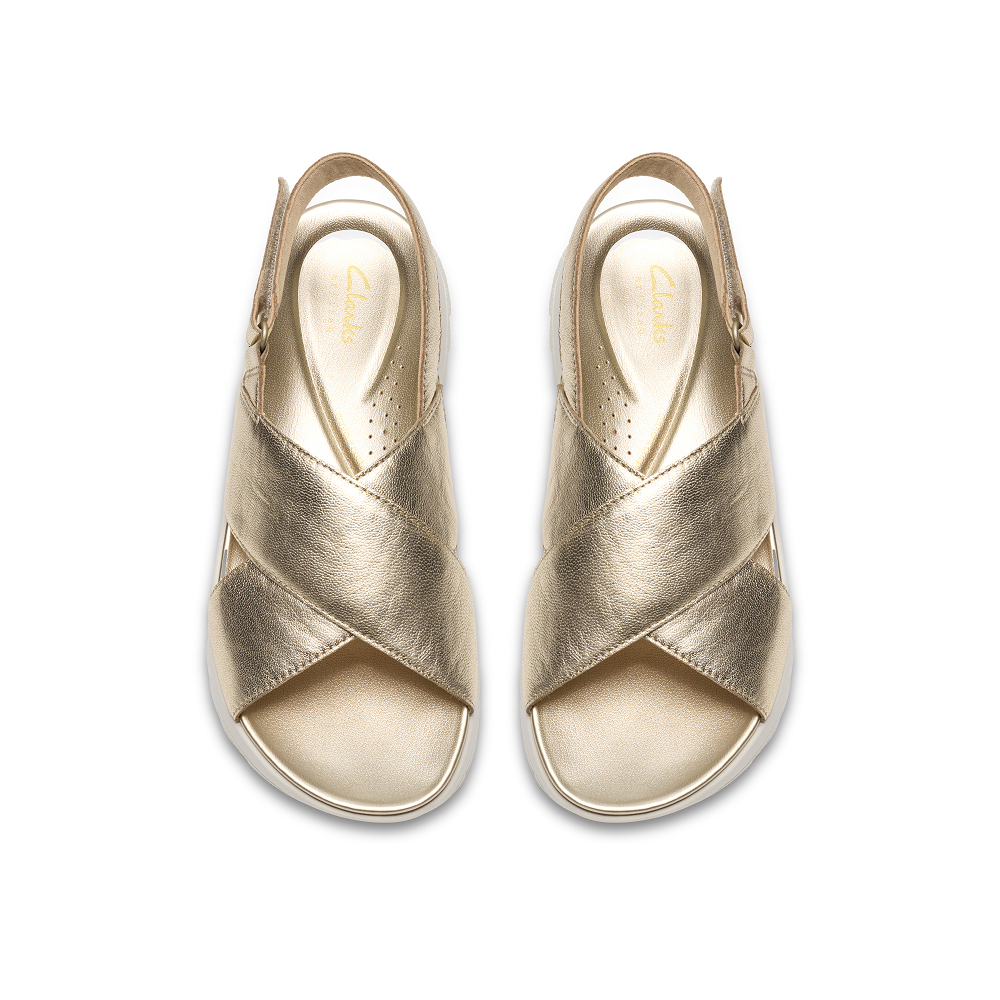 CLARKS</br>Clarks DASHLITE WISH Γυναικεία Σανδάλια Χρυσό Δέρμα