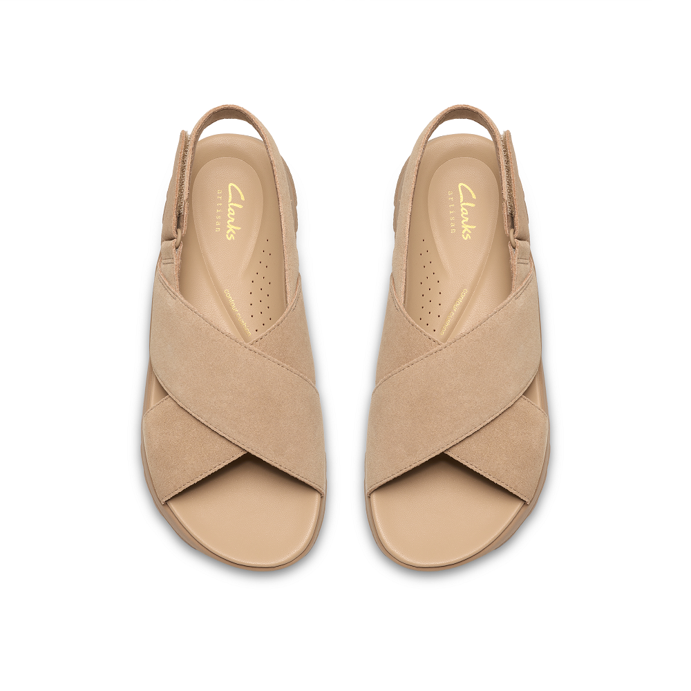 CLARKS</br>Clarks DASHLITE WISH Γυναικεία Σανδάλια Μπεζ Suede