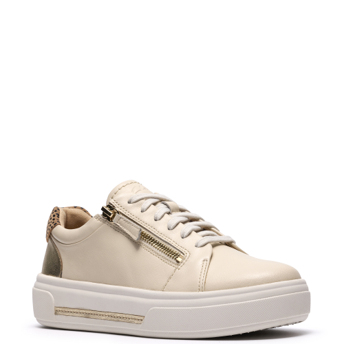 Clarks HOLLYROSE ZIP Γυναικεία Sneakers Εκρού Πολύχρωμο Δέρμα