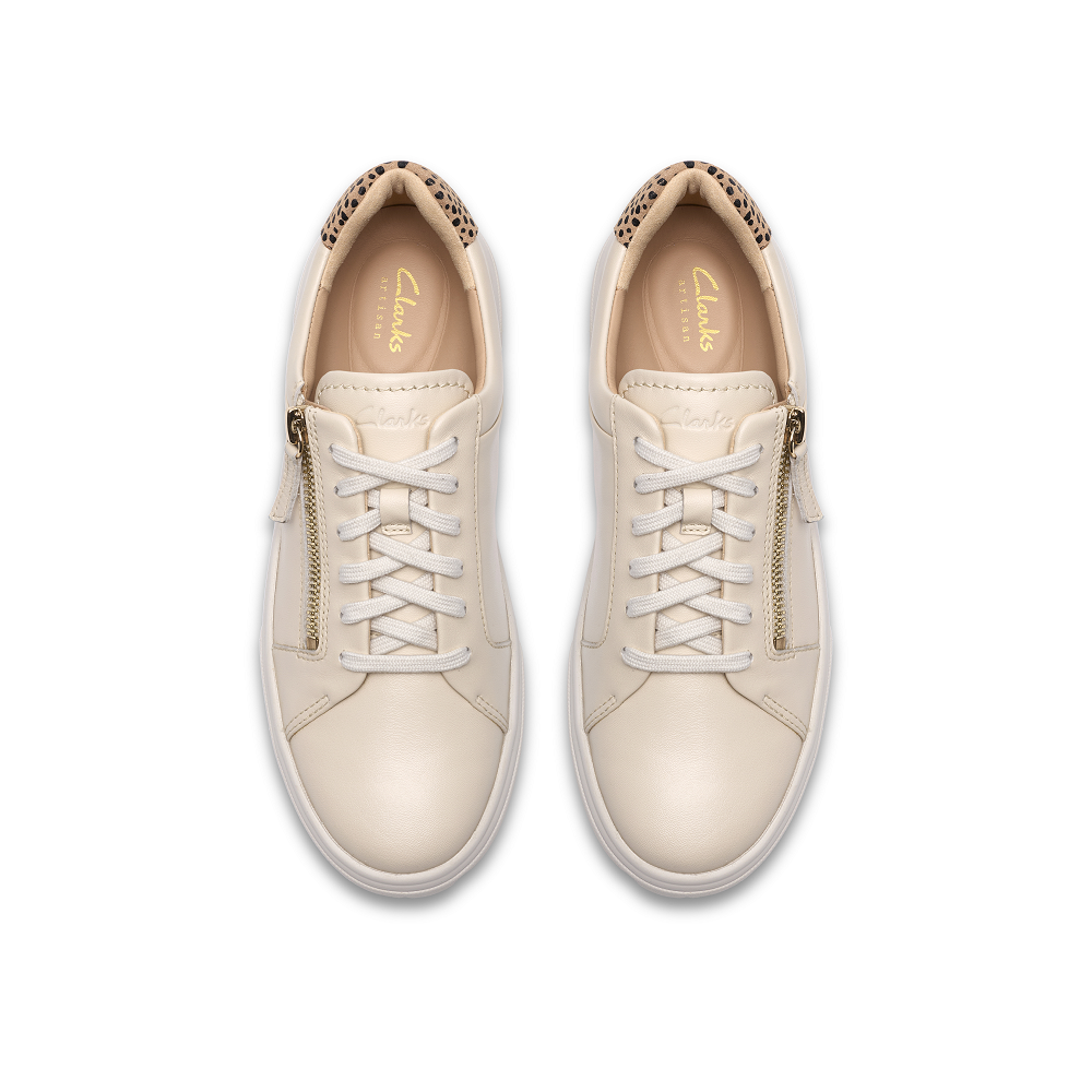 CLARKS</br>Clarks HOLLYROSE ZIP Γυναικεία Sneakers Εκρού Πολύχρωμο Δέρμα