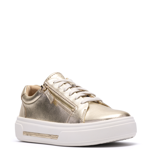 Clarks HOLLYROSE ZIP Γυναικεία Sneakers Χρυσό Δέρμα