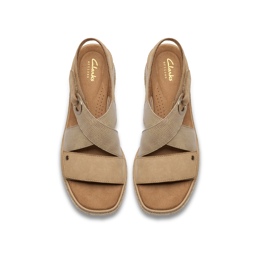 CLARKS</br>Clarks KIDIKI SUN Γυναικείες Πλατφόρμες Μπεζ Δέρμα