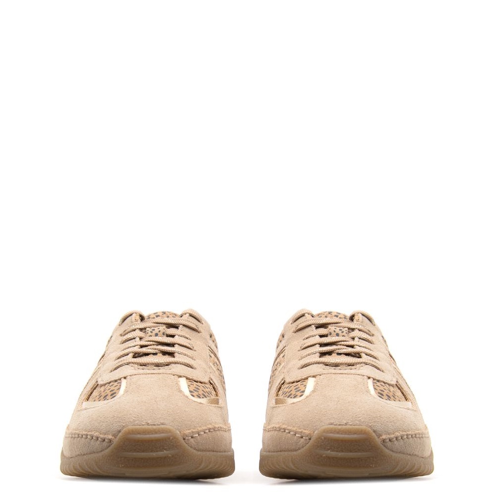 CLARKS</br>Clarks MERIDOR LO Γυναικεία Sneakers Μπεζ Animal Suede
