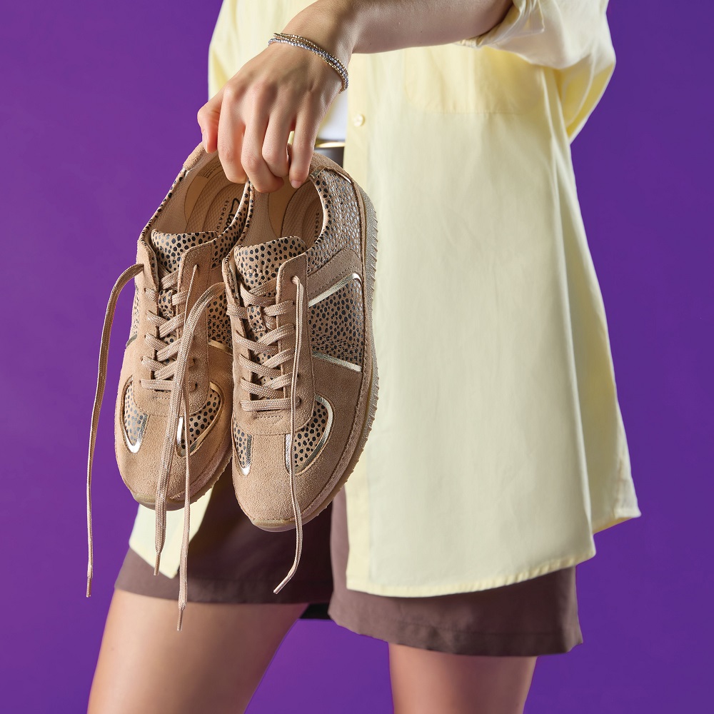 CLARKS</br>Clarks MERIDOR LO Γυναικεία Sneakers Μπεζ Animal Suede