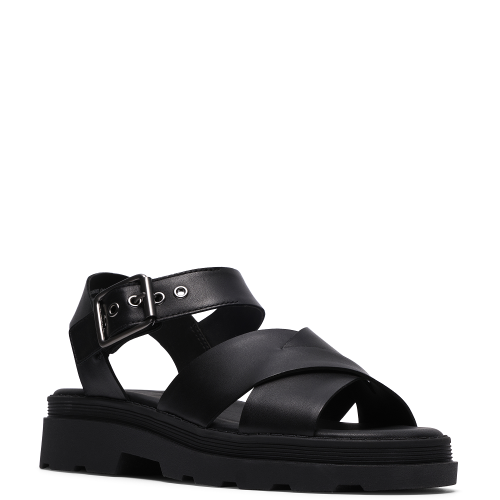 Clarks ORINOCO3 CROSS Γυναικεία Σανδάλια Μαύρο Δέρμα