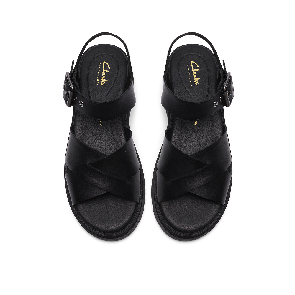 CLARKS</br>Clarks ORINOCO3 CROSS Γυναικεία Σανδάλια Μαύρο Δέρμα