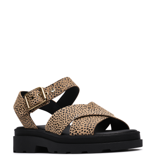 Clarks ORINOCO3 CROSS Γυναικεία Σανδάλια Μπεζ Animal Suede