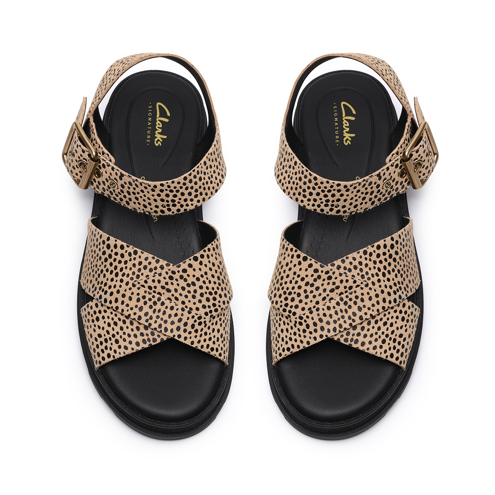 CLARKS</br>Clarks ORINOCO3 CROSS Γυναικεία Σανδάλια Μπεζ Animal Suede