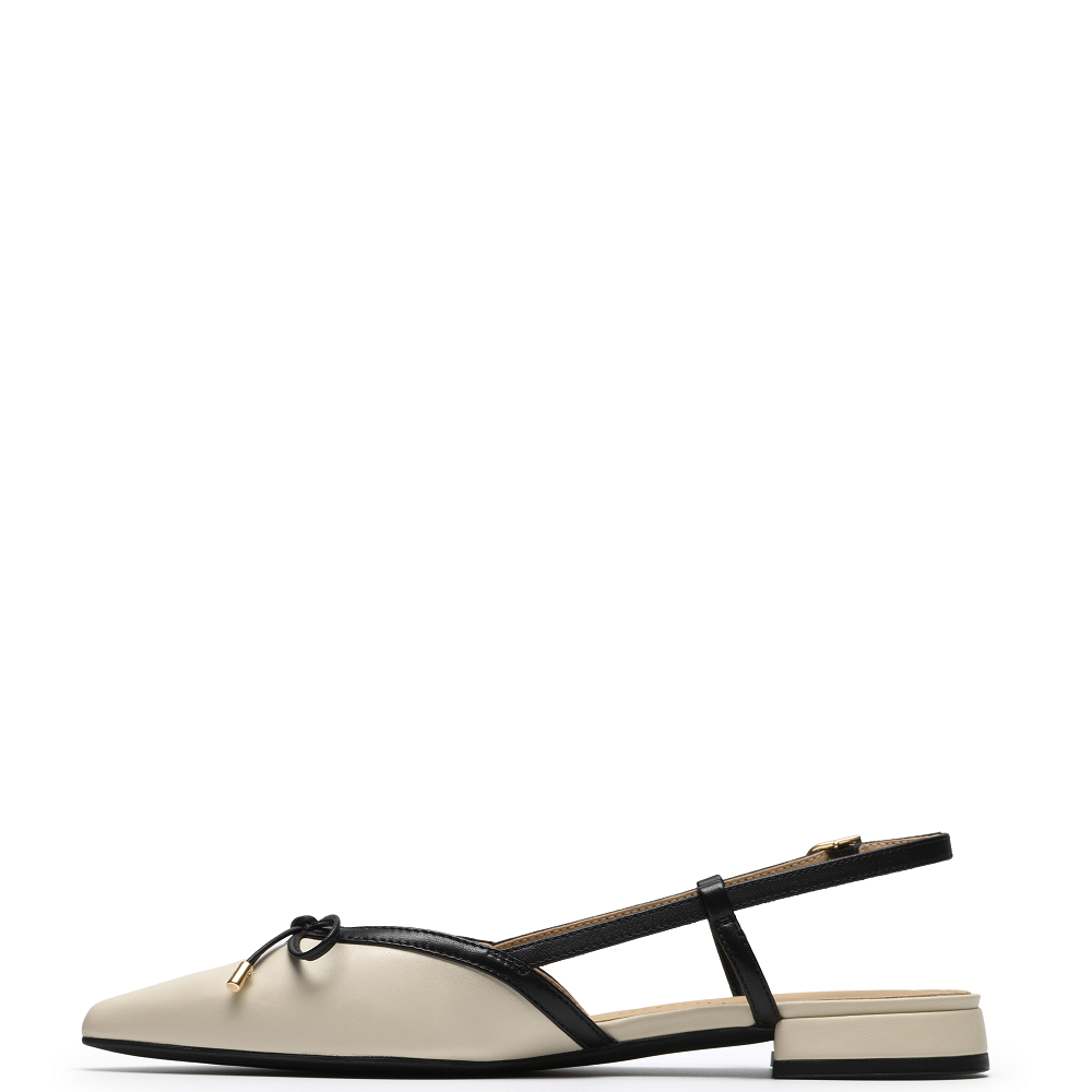 CLARKS</br>Clarks SENSA15 BOW Γυναικεία Slingback Εκρού/Μαύρο Δέρμα